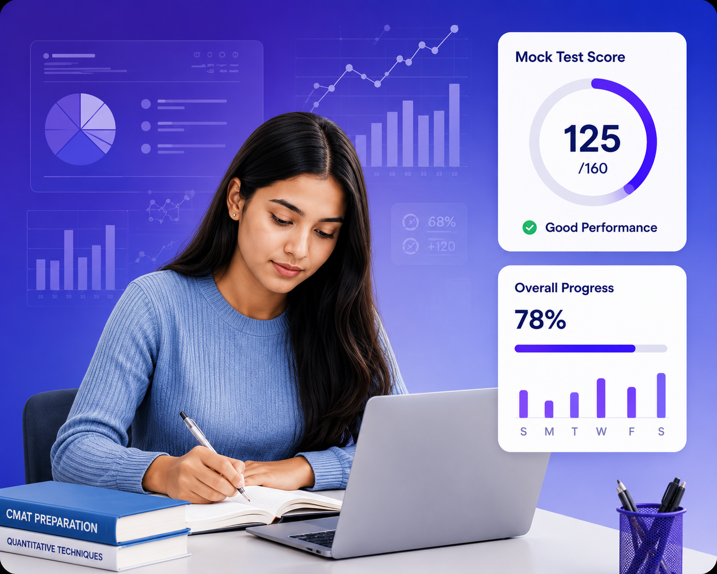 Student preparing for CMAT